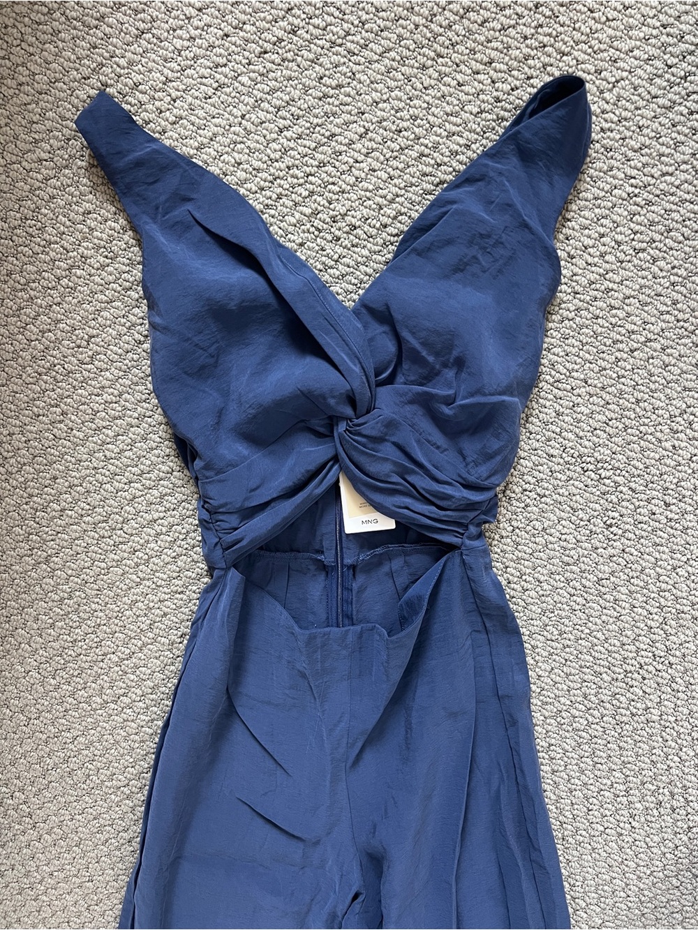 NEW Navy Jumper Jumpsuit V Neck with Twist in Navy Blue MNG  size large